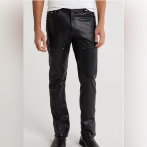 American Stitch Carpenter Stretch Black Faux Leather Pants Size 32